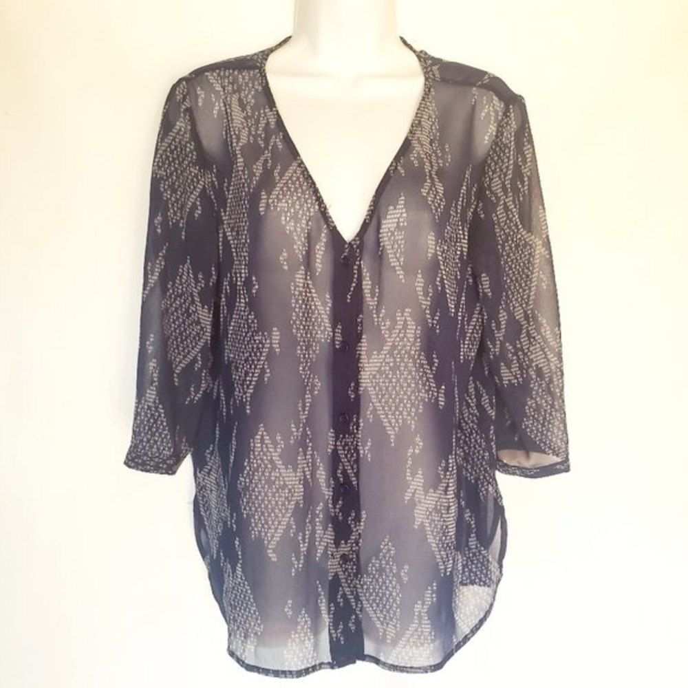 SALE BB Dakota Sheer Blue Snake Print Top (0087)
